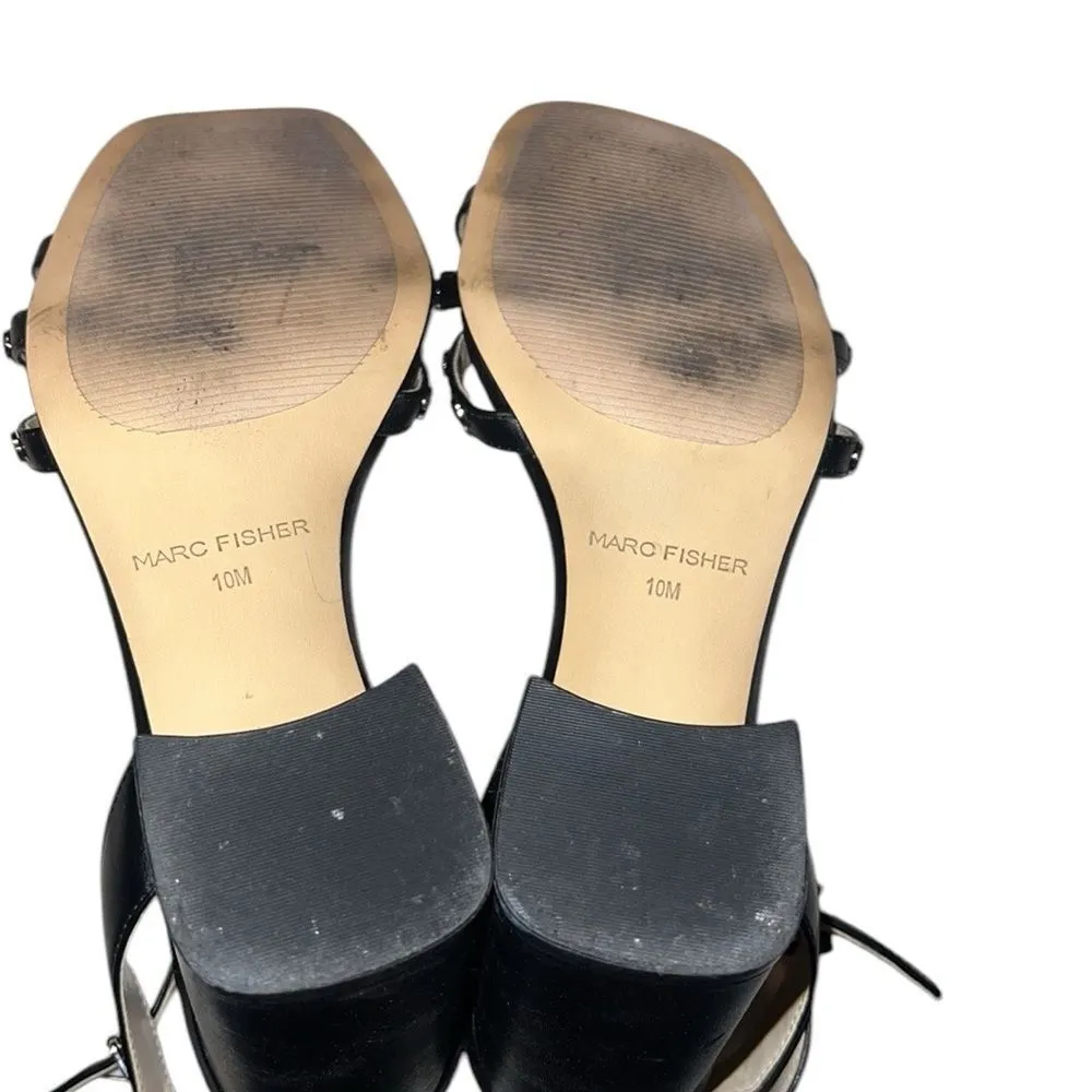 Marc Fisher Black Leather Strappy Sandals Size 10 M - Image 5