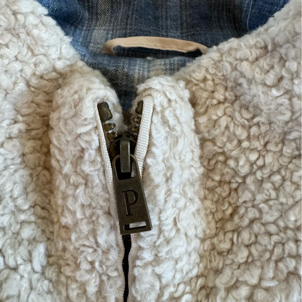 Pendleton Beige Sherpa Zip Up Jacket Plaid Pocket Size XL - Image 5
