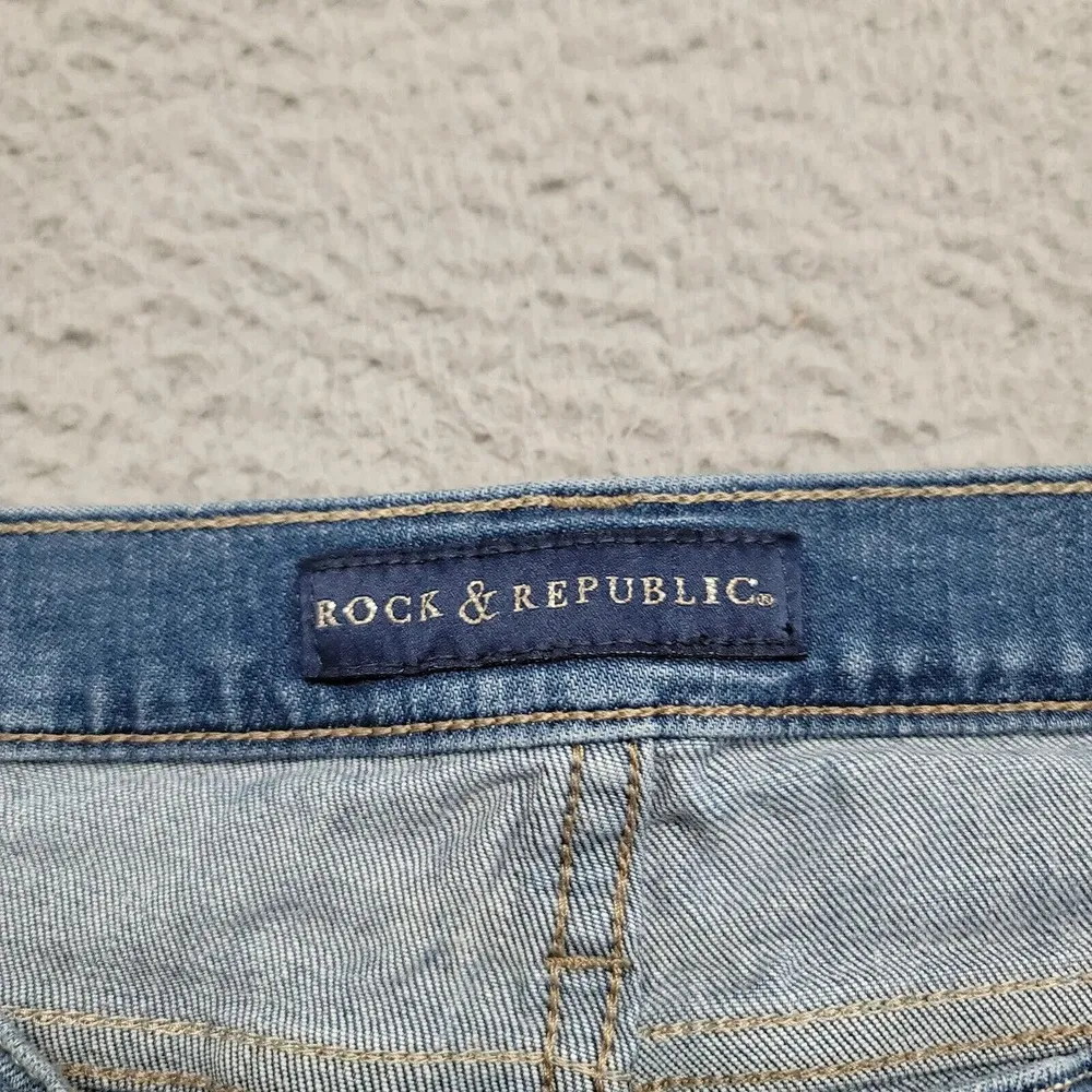 Rock & Republic Jeans Womens 12 Blue Denim Distressed Indee Thrashed Grunge - Image 10