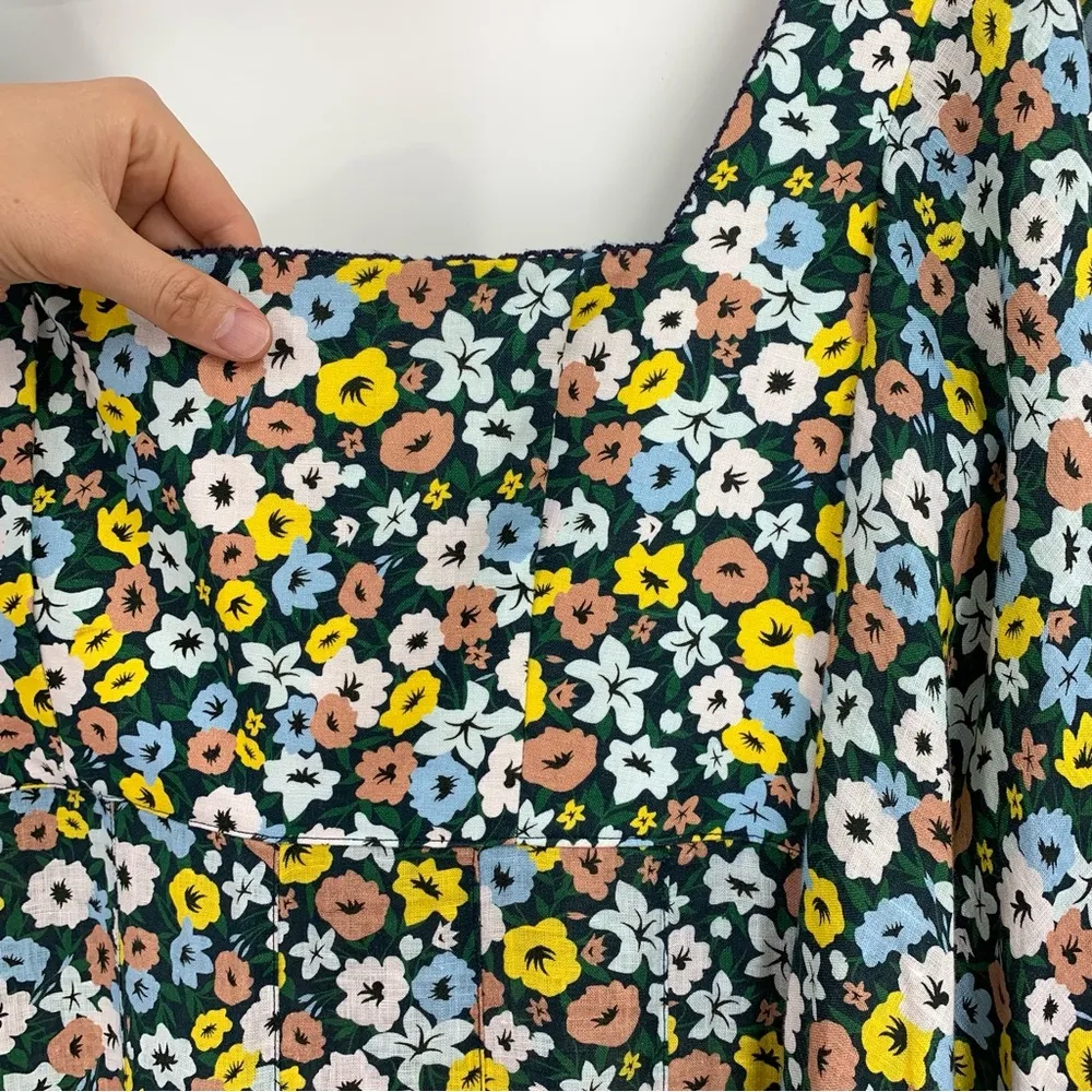 NWT AGUA BY AGUA BENDITA Cumbia La Fania Marino Floral Print Linen Maxi Dress M Blue Size M - Image 5