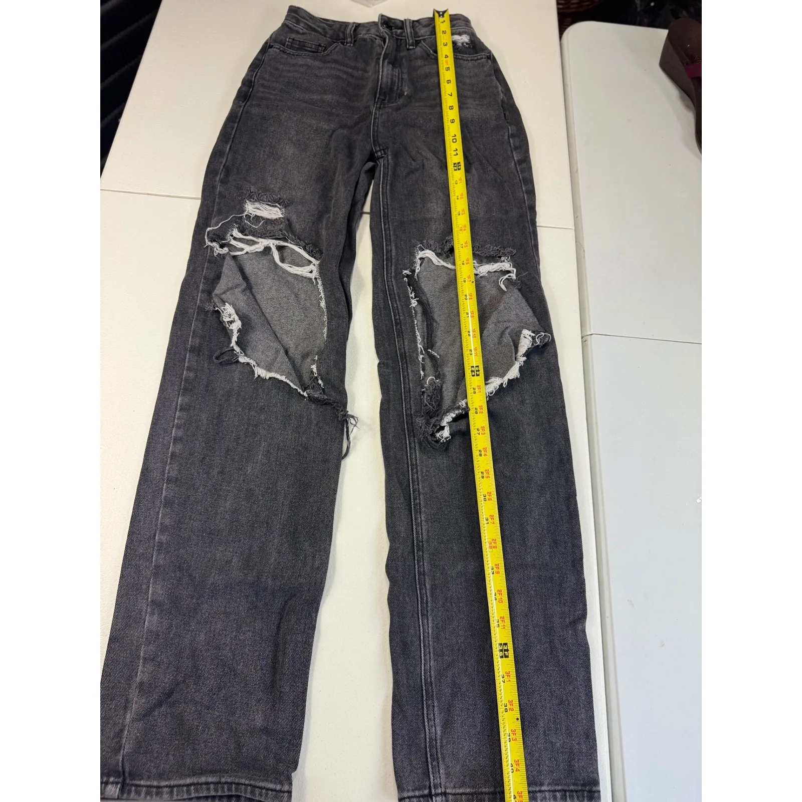 PacSun Jeans Women's Size 24 90s Boyfriend‎ High Rise Black Ripped Hobo Pants - Image 4