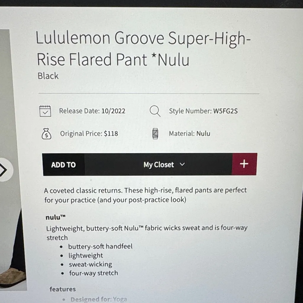 Lululemon Groove Super-High-Rise Flared Pant *Nulu Black Sz4 - Image 3