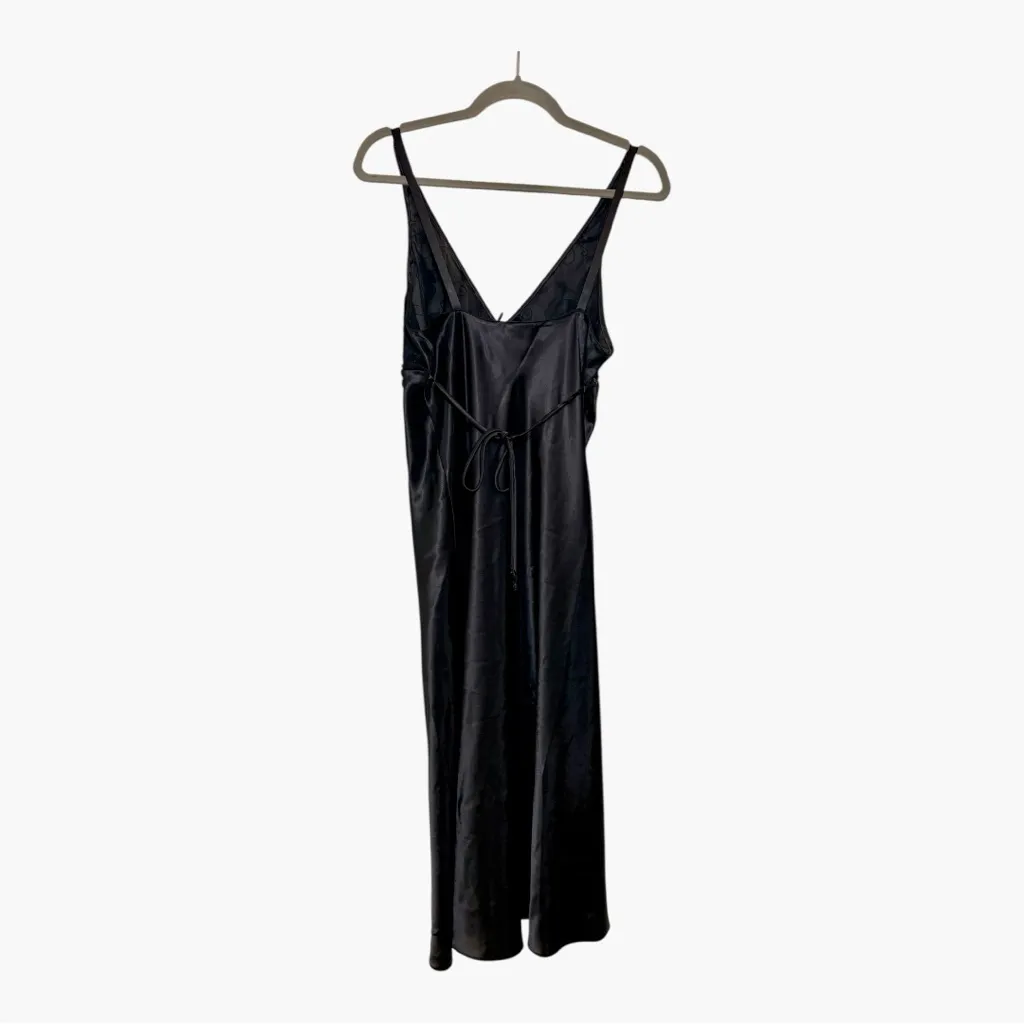 Cachet by Tracy Black Satin Lace Slip Dress Y2K Evening Maxi Small - Image 3