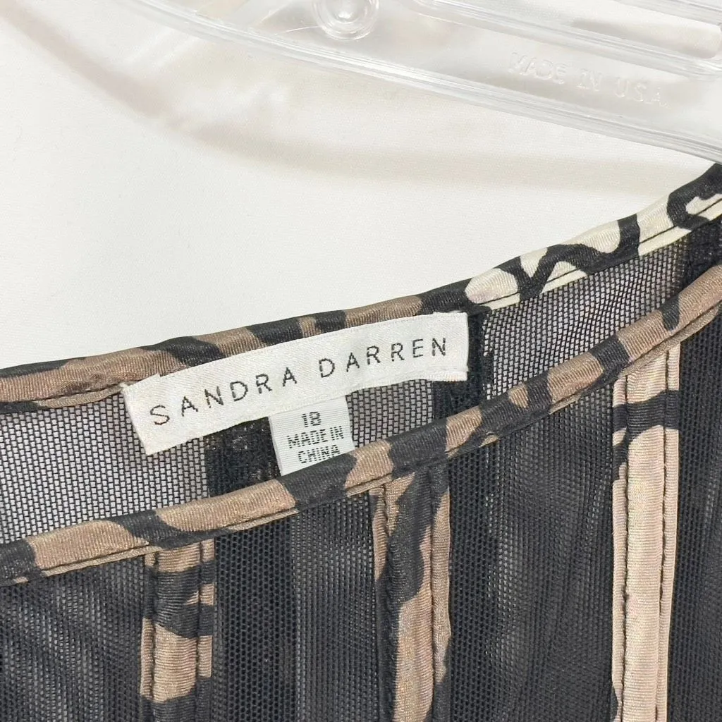 Sandra Darren Plus Size 18W Dress Sheer Black Mesh Striped Sleeveless Midi 1559‎ - Image 7