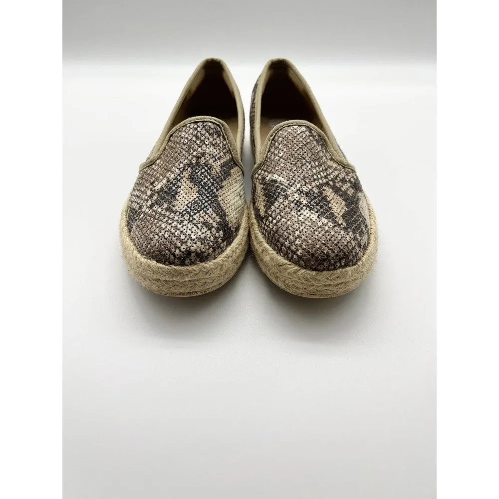 Clarks Collection Azella Theoni Snakeskin Leather Espadrille Flats Sz 7.5 Shoes - Image 5