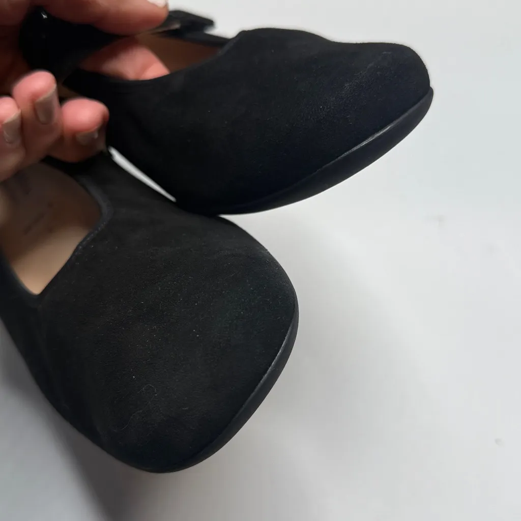 Hassia Petra Black Suede Mary Jane Wedge Suede Gem Strap Shoes S - Image 7