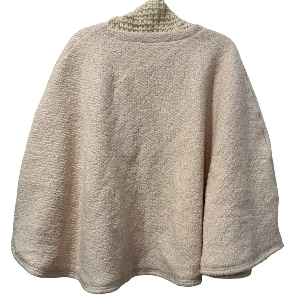 Anthropologie Textured Sweater Poncho Cape Wool Blend Knit Neck One Size OS $198 - Image 7
