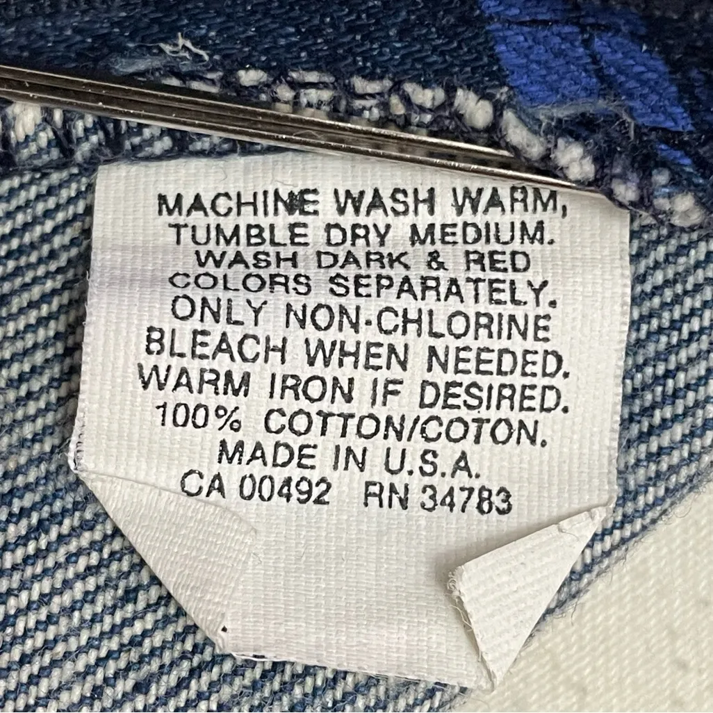 Vintage Lee Denim Skirt Size Small High Waist Floral Print Midi USA Made Blue - Image 13