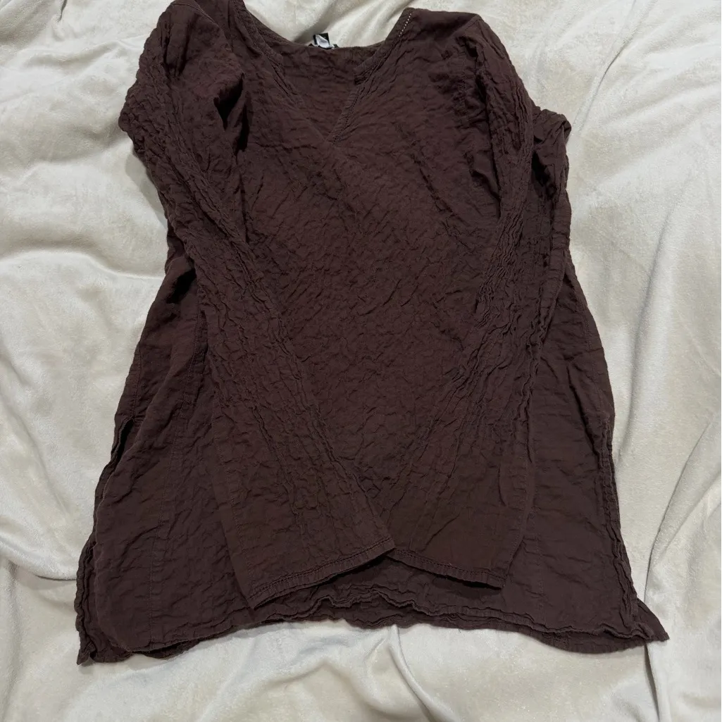Eileen Fisher Chocolate Long Sleeve Top size small - Image 3
