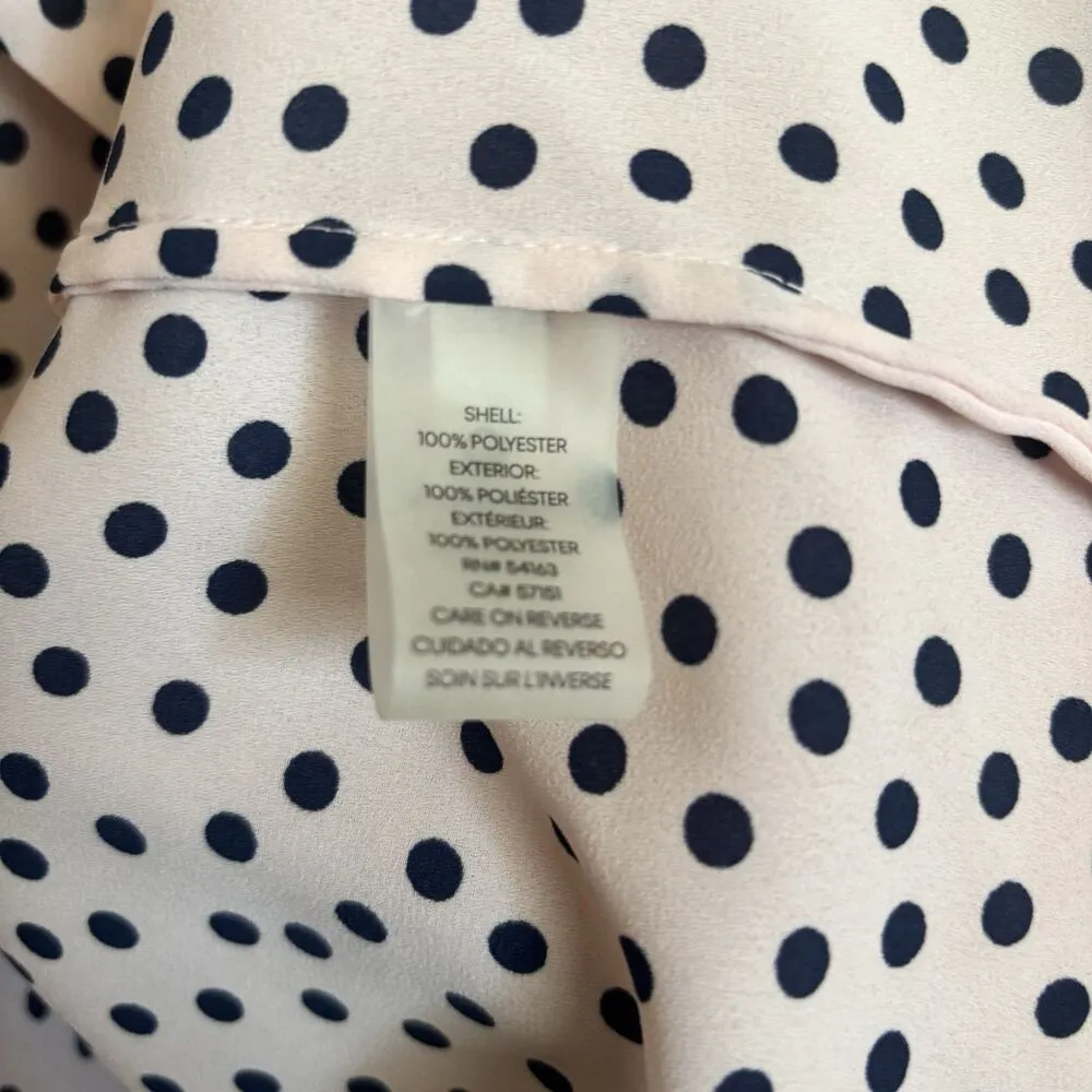 Karl Lagerfeld Top Womens Large Pink Black Polka Dot Sleeveless Collared Blouse - Image 6