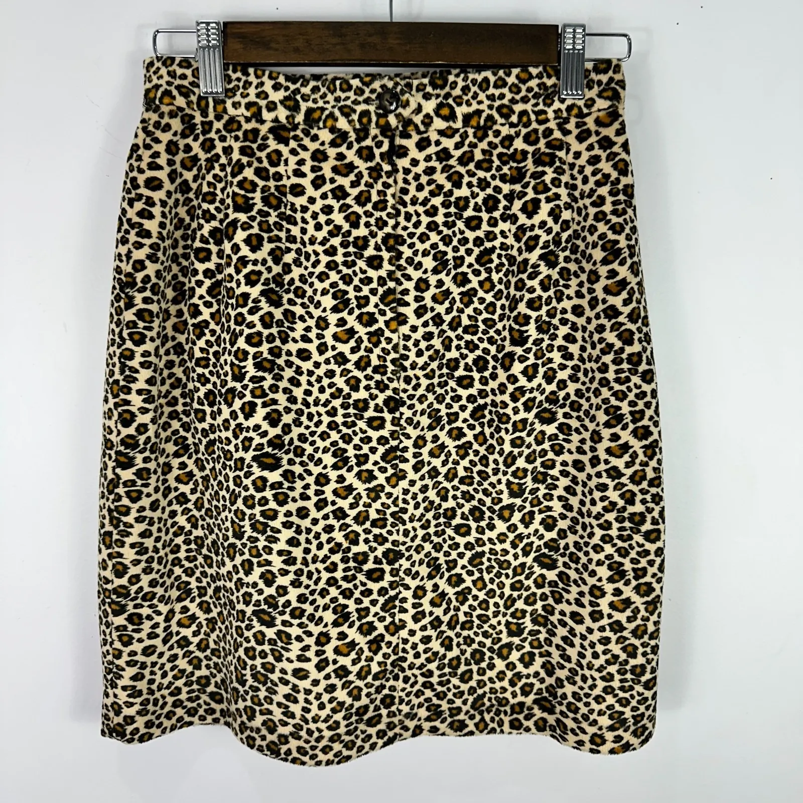 Ann Taylor‎ Skirt 6 Leopard Print Velvet Texture Career Classic Chic 90s Capsule - Image 4