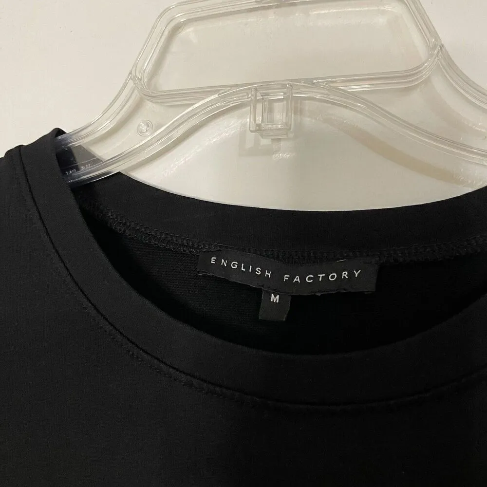 ENGLISH FACTORY baby doll tiered black mini dress size medium - Image 3