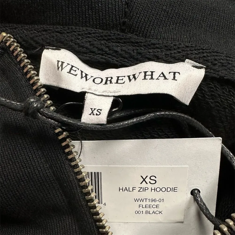 NWT WeWoreWhat Women's XS Black Cropped Half Zip Hoodie Casual Fleece Loungewear - Image 5