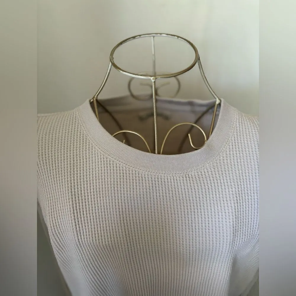 Abercrombie greige waffle wave thermal long sleeve top S 66% cotton - Image 8