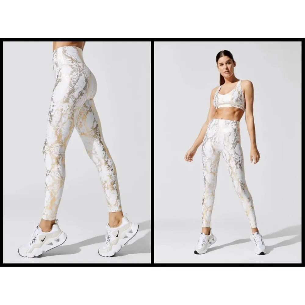 💕CARBON38💕 Metallic Snake Set Bra + High Rise Leggings ~ Cream/Gold Large NWT - Image 2