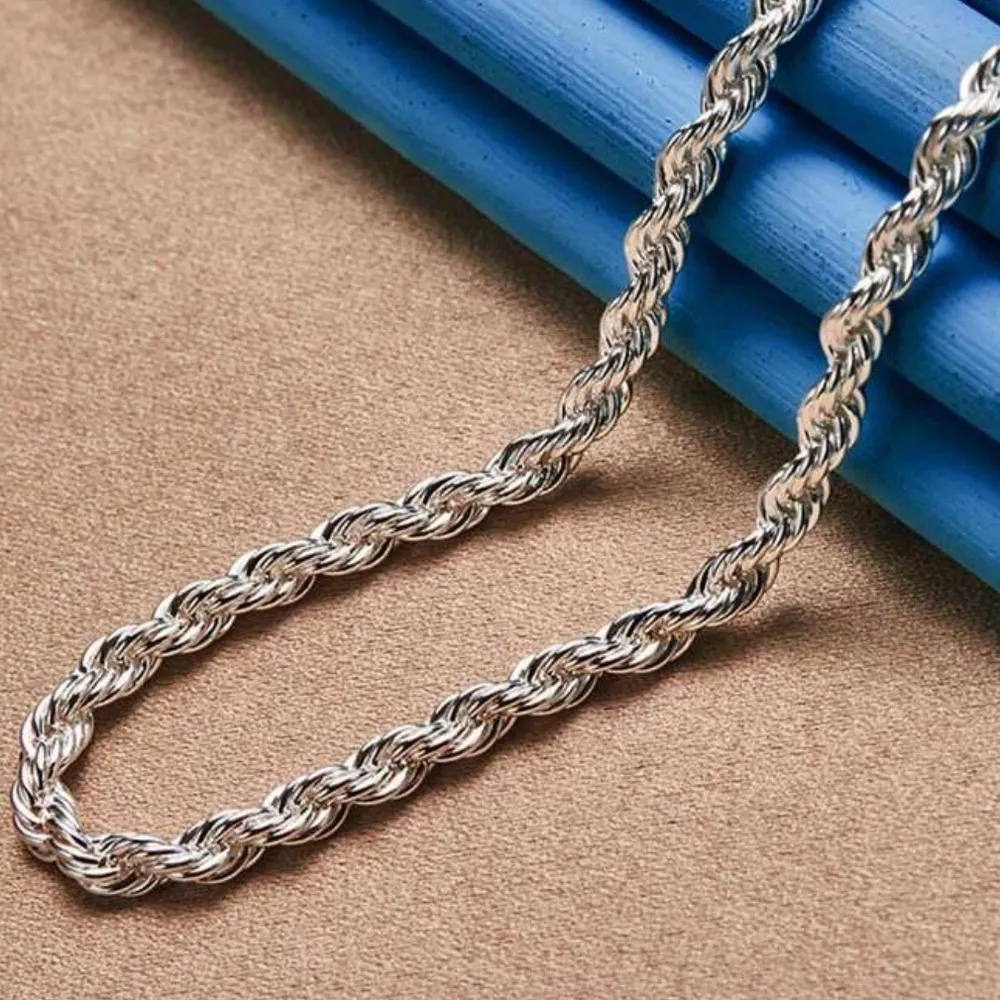 Elegant 925 Sterling Silver Rope Chain Necklace & Bracelet Set.New w/ gift box - Image 5