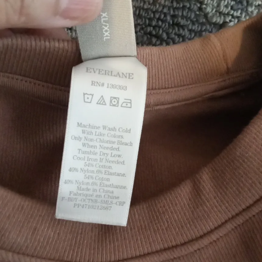 Everlane Seamless Crop Tee Brown Stretchy Short Sleeve Womens Xl Fitted - Image 5