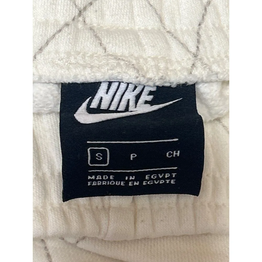 Nike Women's White Quilted Fleece Pull On High Waisted Mini Sweat Shorts Size S - Image 4