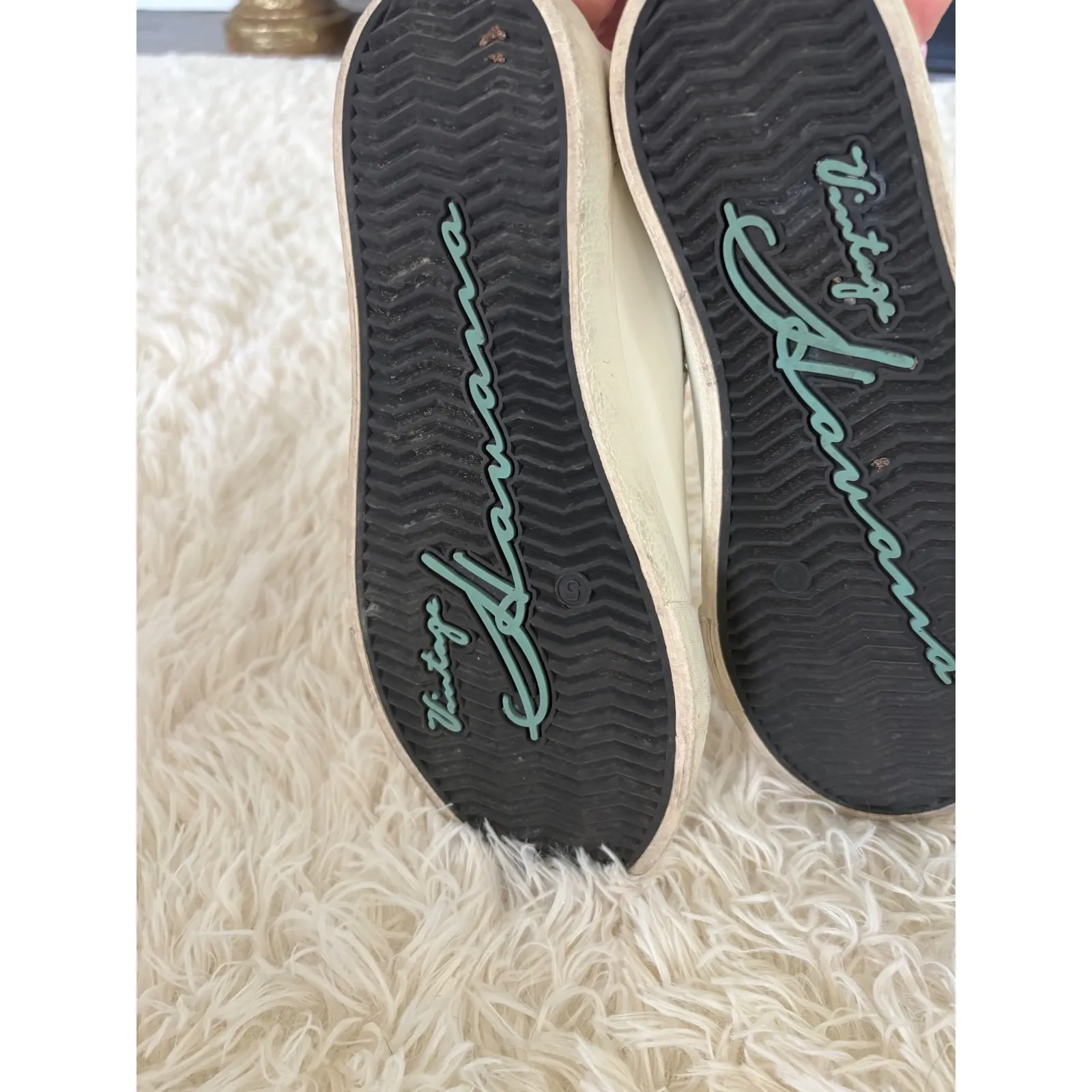 Vintage‎ Havana Women's White Leather Star Sneakers Lace Up Side Zip - Image 8