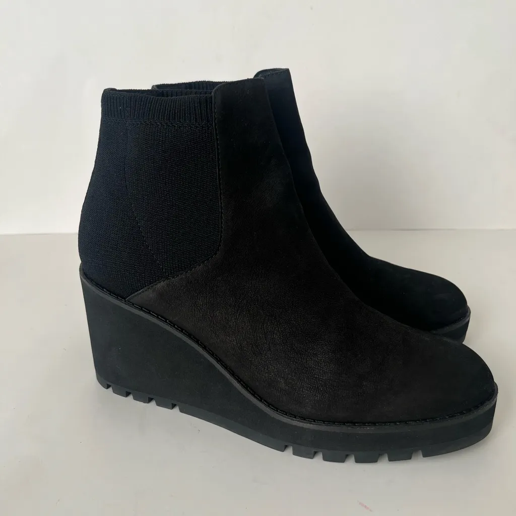 Eileen Fisher Adele wedge leather ankle boots black 9.5 - Image 5