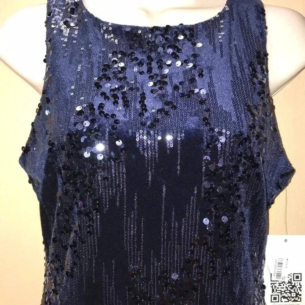 Emerald Sundae Velvet Sequence Blue Dress Size Small New With Tags - Image 7