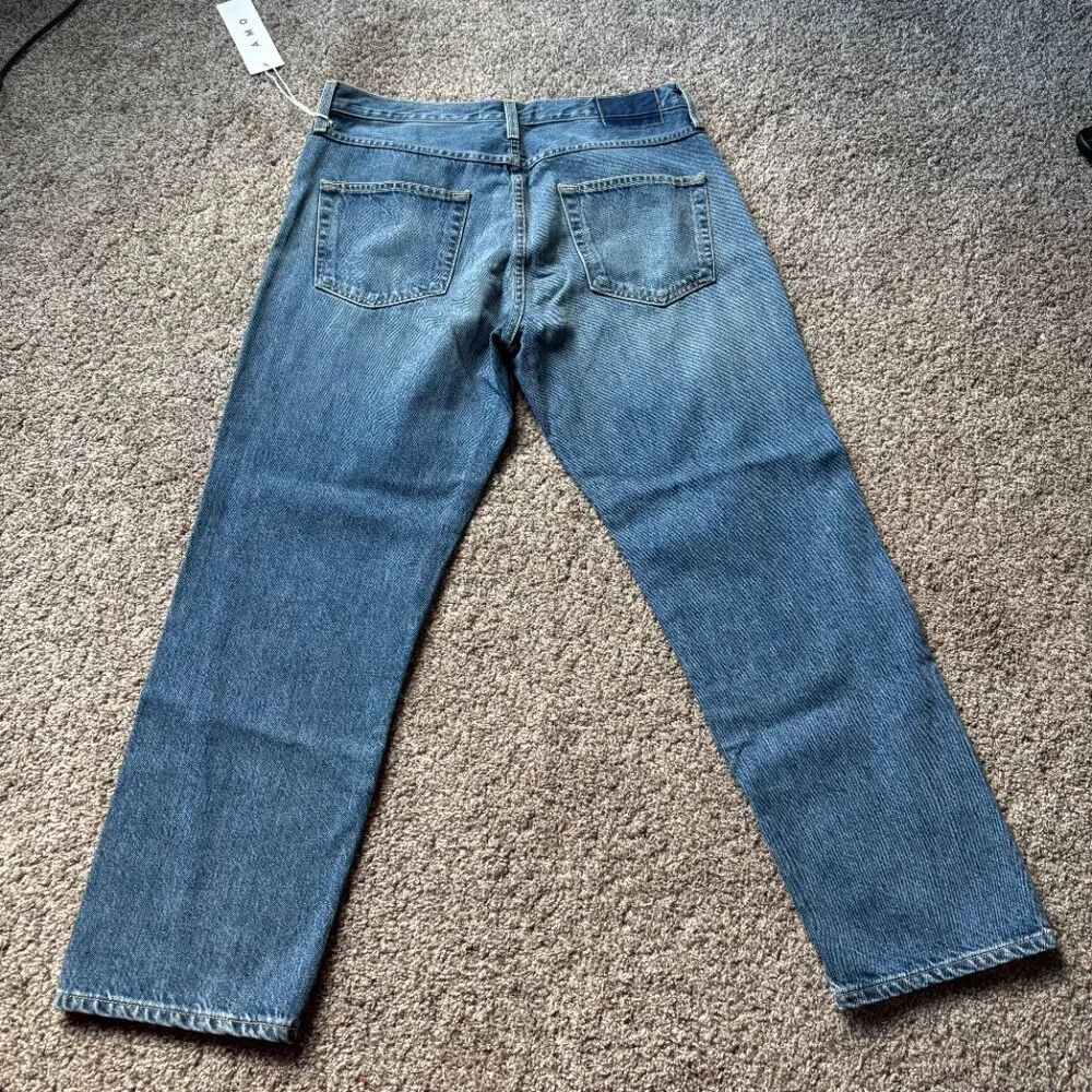 AMO Loverboy Twist High Rise Relaxed Twist Denim Size 31 NWT Blue - Image 4