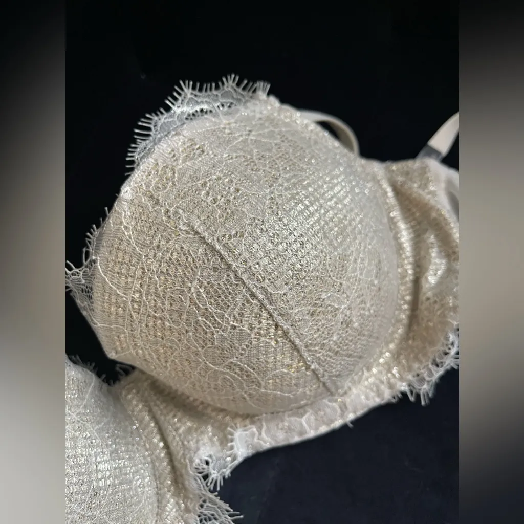 NWT VICTORIA’S SECRET DREAM ANGELS GOLD METALLIC LACE PADDED BRA 32D - Image 10