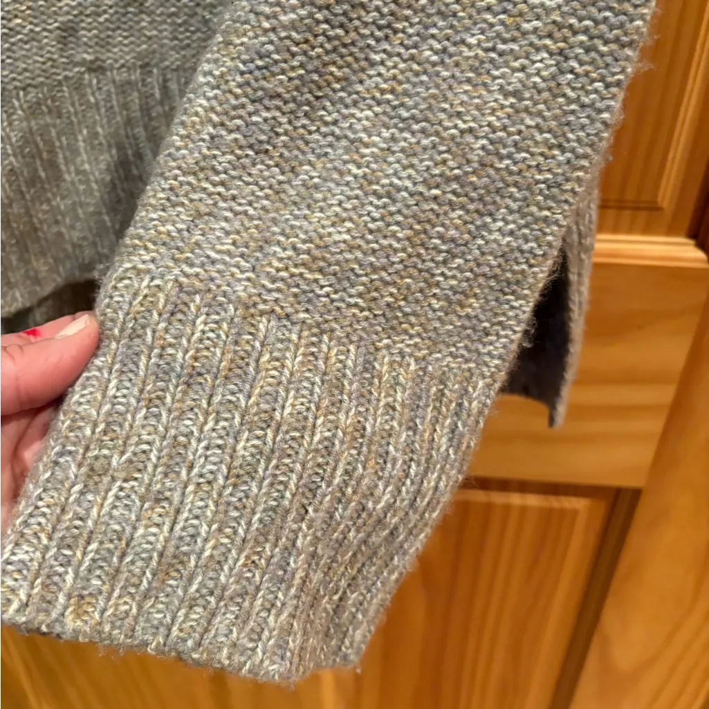 Theory knit crewneck sweater in various shades of brown and beige. - Image 4