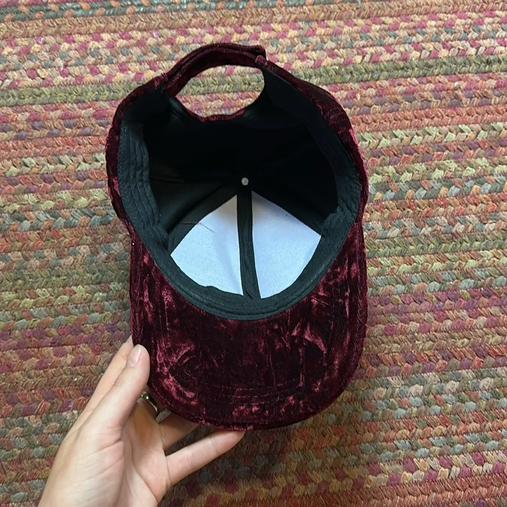 CRUSHED RED VELVET SNAPBACK ADJUSTABLE BASEBALL HAT - Image 3