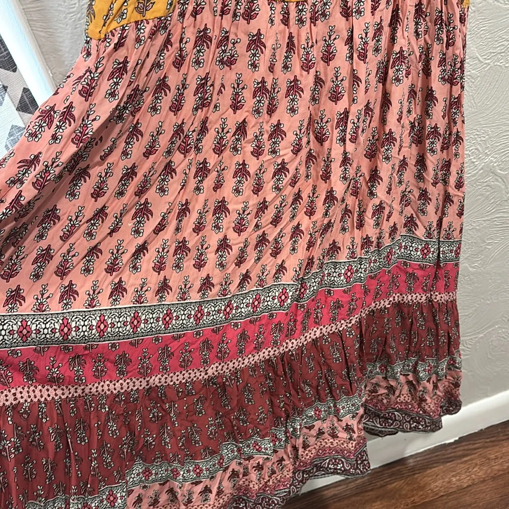 Knox Rose Floral Print Tiered Midi Dress Size Large - Image 9