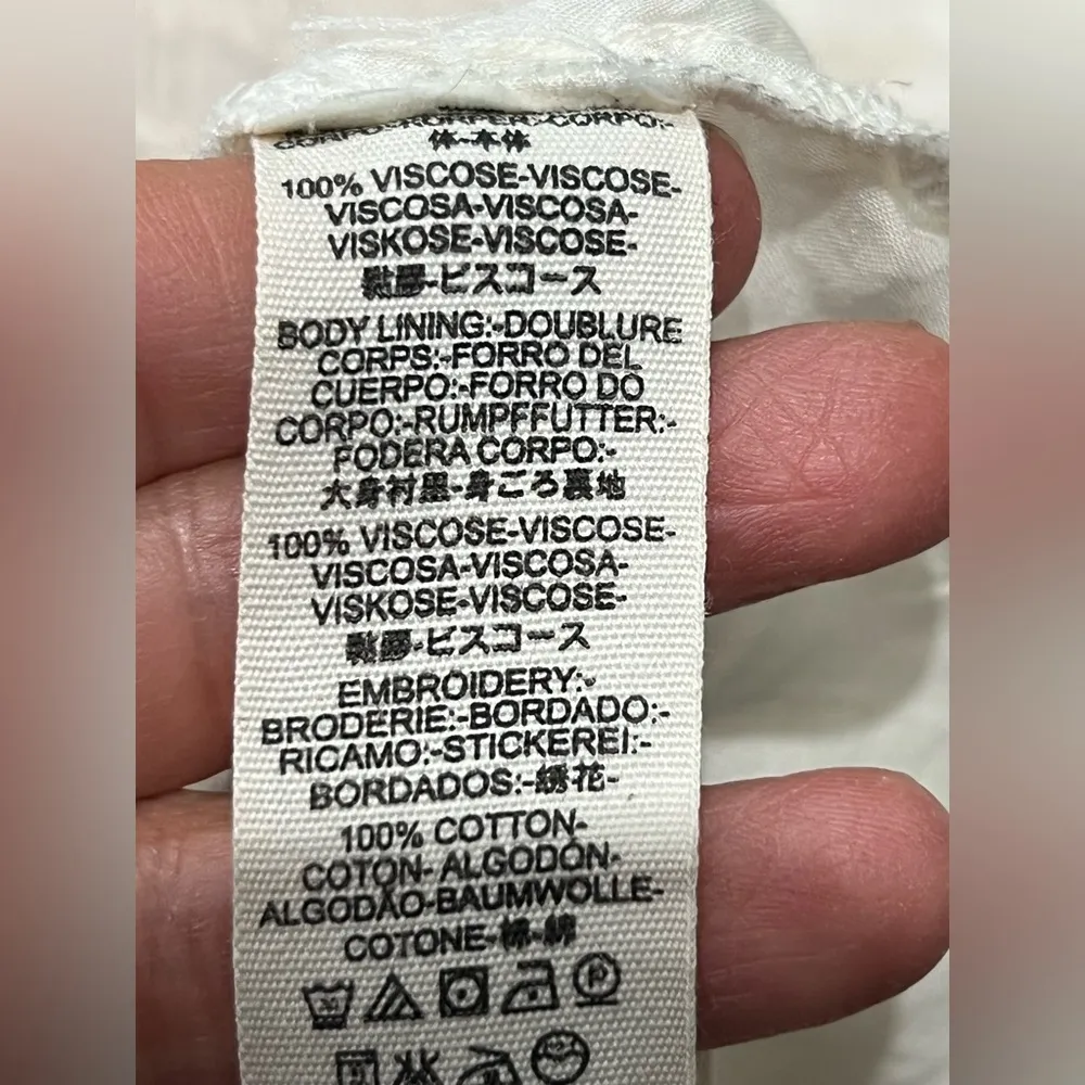 Free People Womens Ivory Embroidered Short Sleeve Dress Sz S like new condition - Image 10