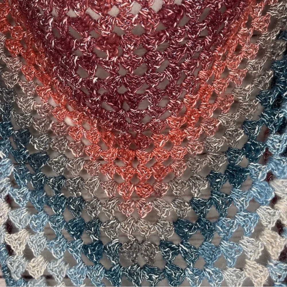 Handmade • Crochet Set • Scarf/Shawl Gloves Headband • Boho • Spring • Fall Blue - Image 5