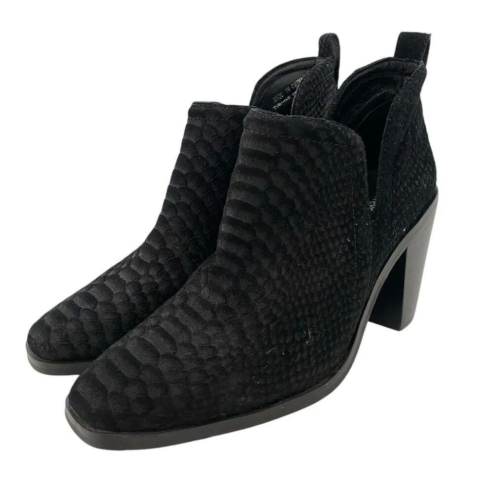 JEFFREY CAMPBELL Rosee Bootie Black Suede Leather Stacked Heel Bootie Women's 10 - Image 5