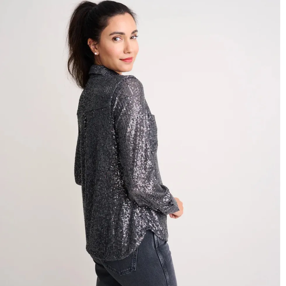 Untuckit Women’s Sequin Charcoal Harlow Long - Image 4