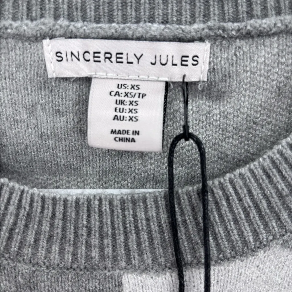 Sincerely Jules Gray Bow Checkered Sweatshirt Size XS - Image 2