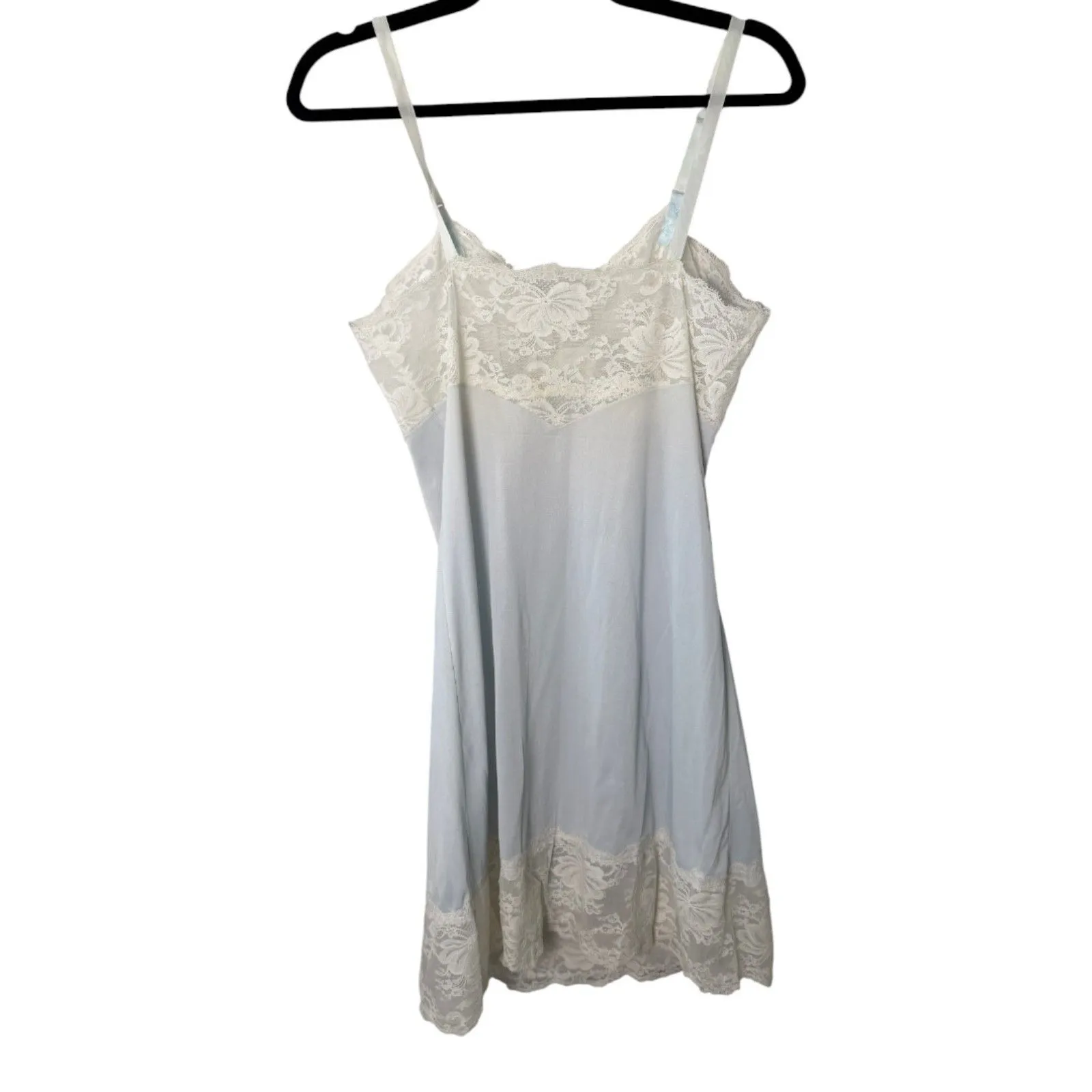 Gossard Artemis Vintage Blue White Lace Babydoll Slip Dress Size 34 Short - Image 3
