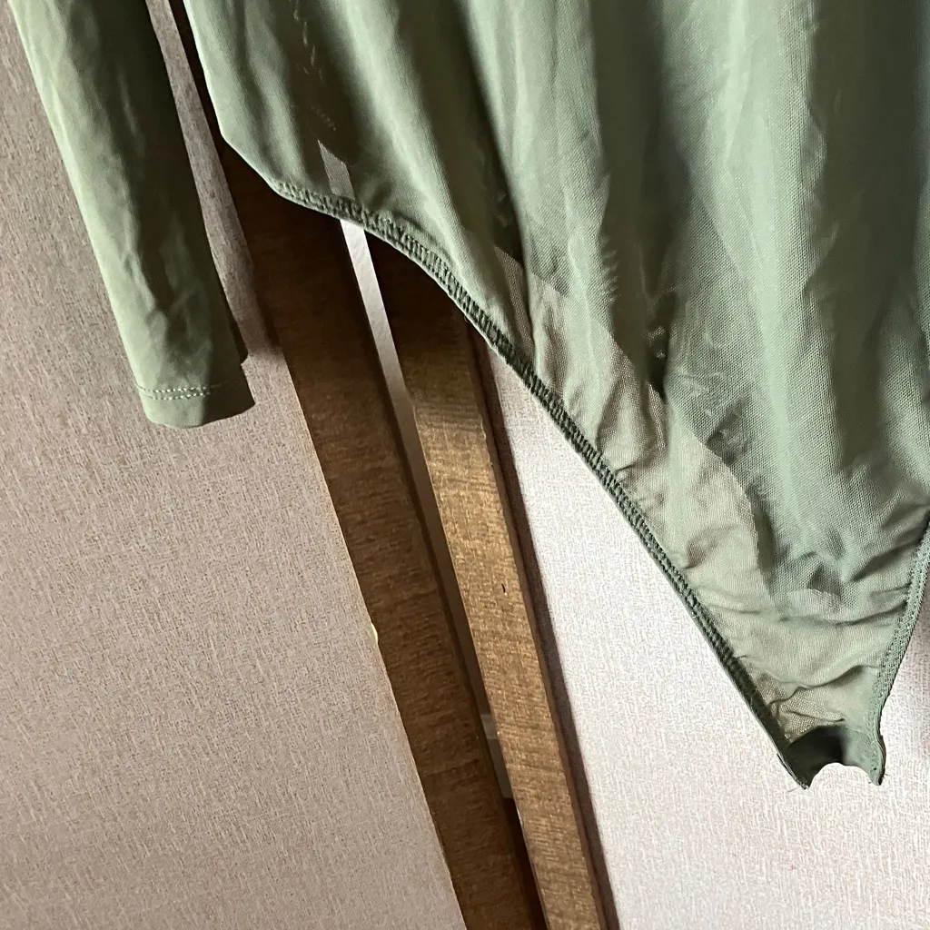 Bozzolo Sage Green mesh accented bodysuit Large - Image 14