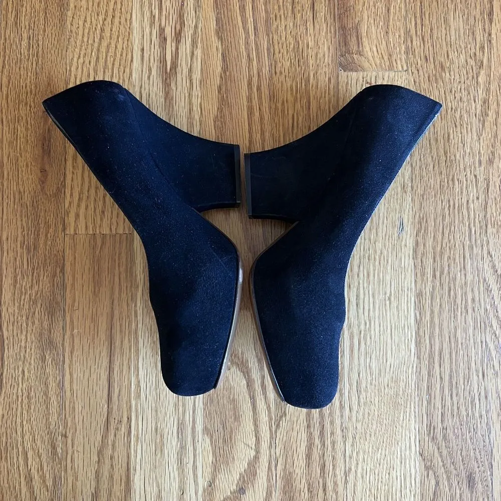 Marni Shoes Black Suede Cone Heel Leather‎ Round Toe 40's Inspire Size 8 38 EU - Image 4