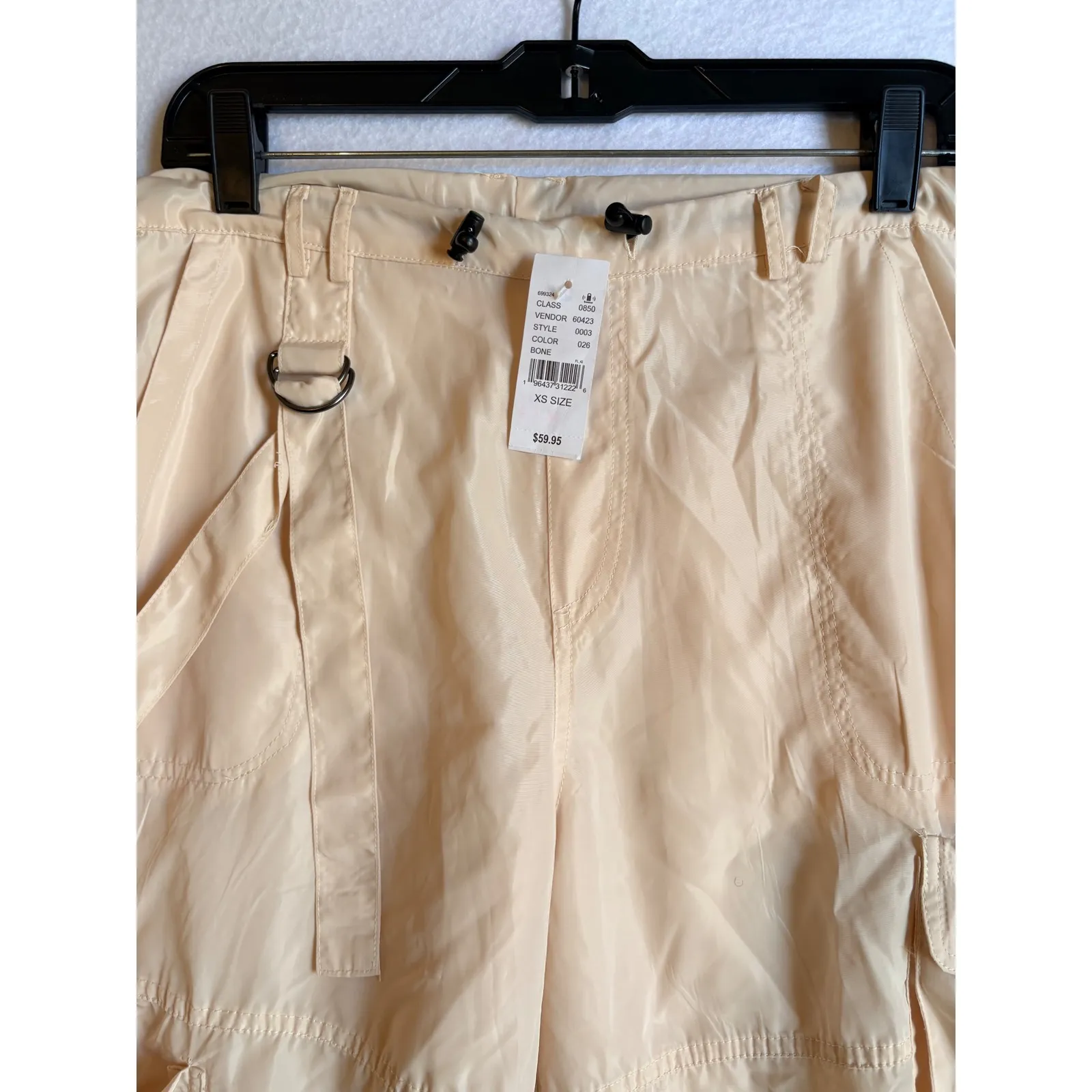 PacSun LA Hearts Cargo Pants XS Bone Beige Utility Y2K Parachute Streetwear NWT - Image 3
