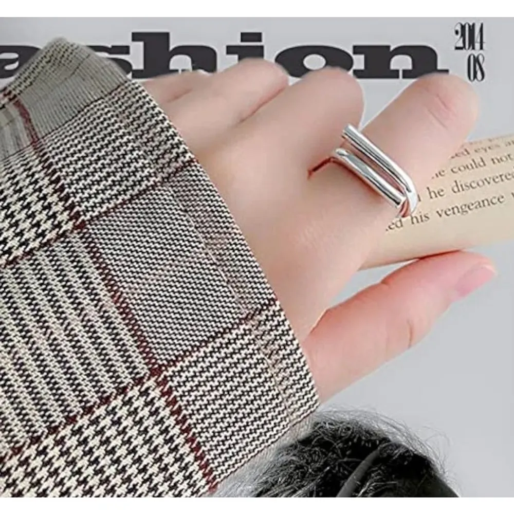Unisex Solid Wrap‎ 925 Sterling Silver Band Ring, Adjustable - Image 2