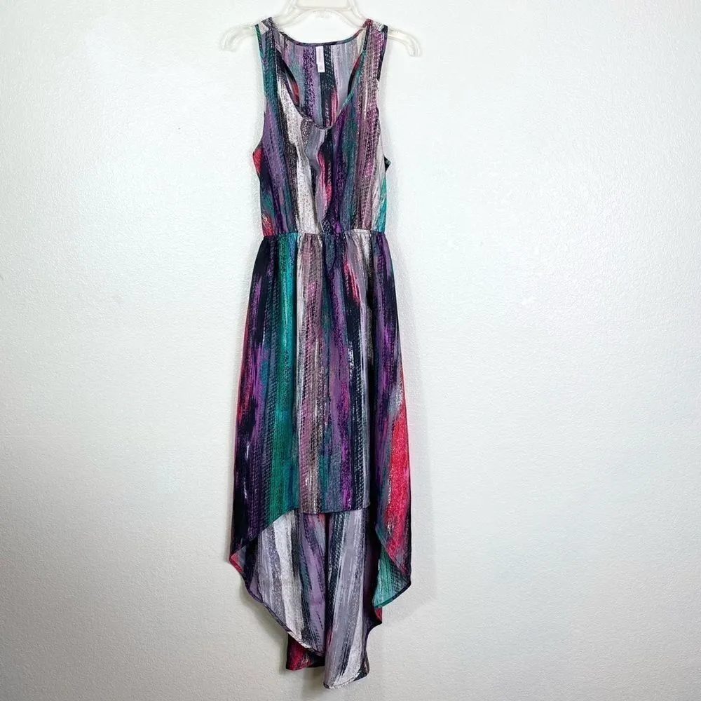 Xhilaration Multicolored Striped High Low Racerback Dress - Image 3