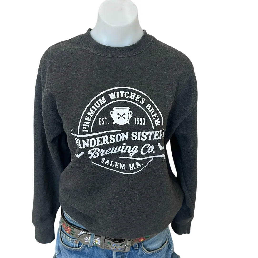 Hocus Pocus Sweatshirt MEDIUM Fleece Oversize Sanderson Sisters Halloween Gray - Image 3
