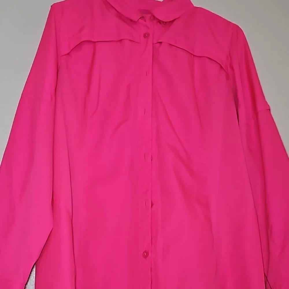 Neon Pink Top Reel Legends Button Down Fishing Long Sleeve Top - Image 12