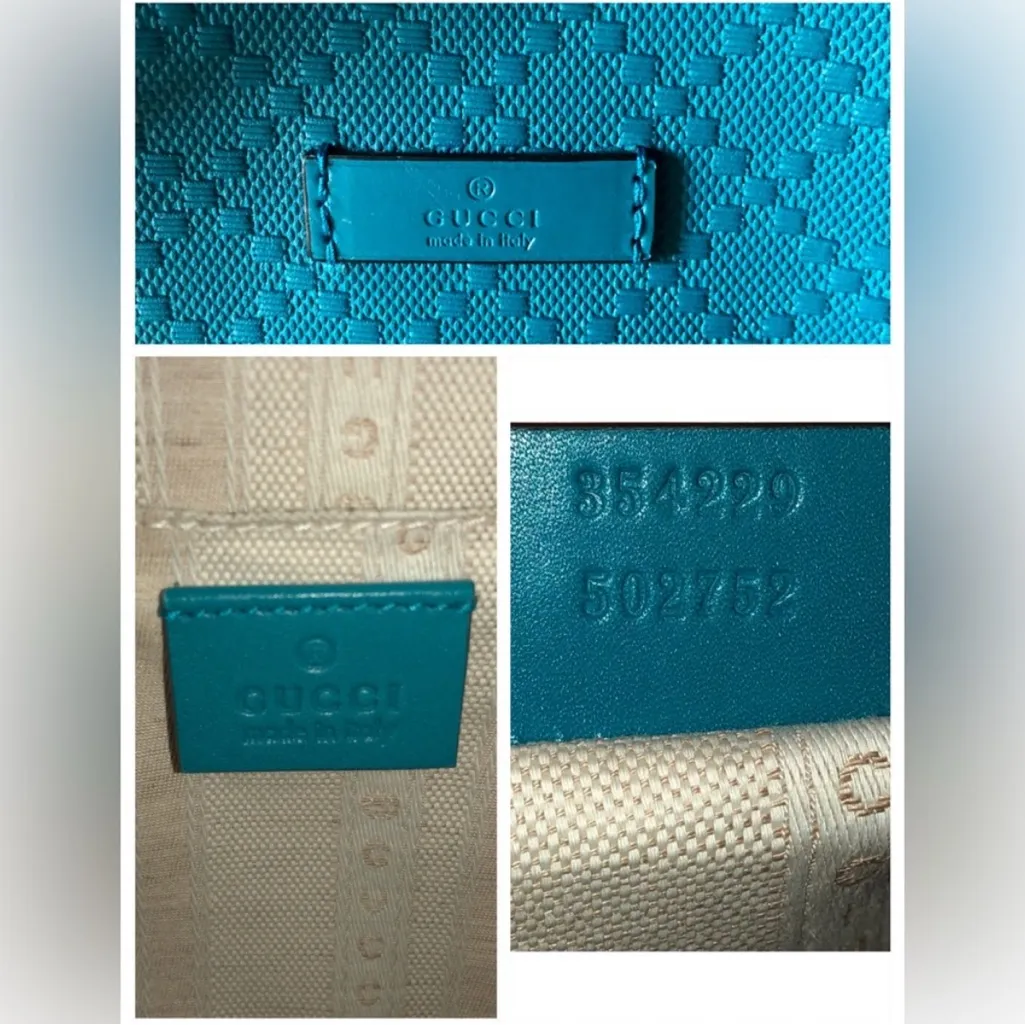 GUCCI Bright Diamanté Bucket Bag Teal Excellent! - Image 12