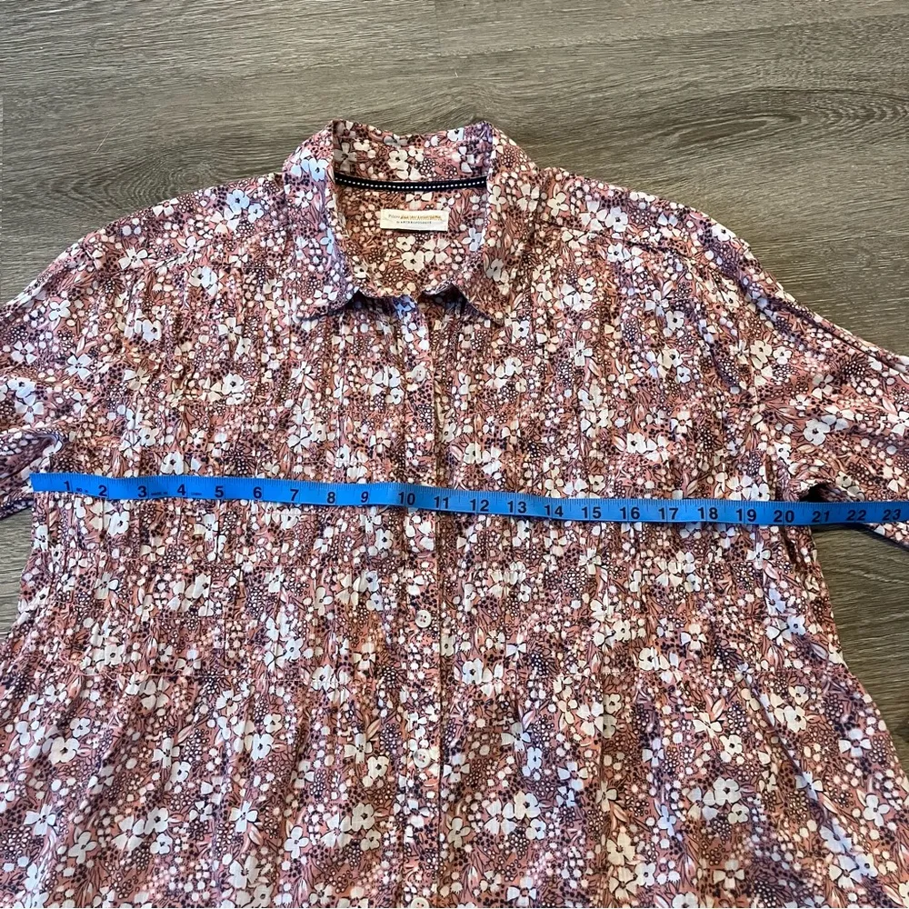 Pilcro by Anthropologie Pink Sasha Smocked Long Sleeve Button Down Top Women’s S - Image 11