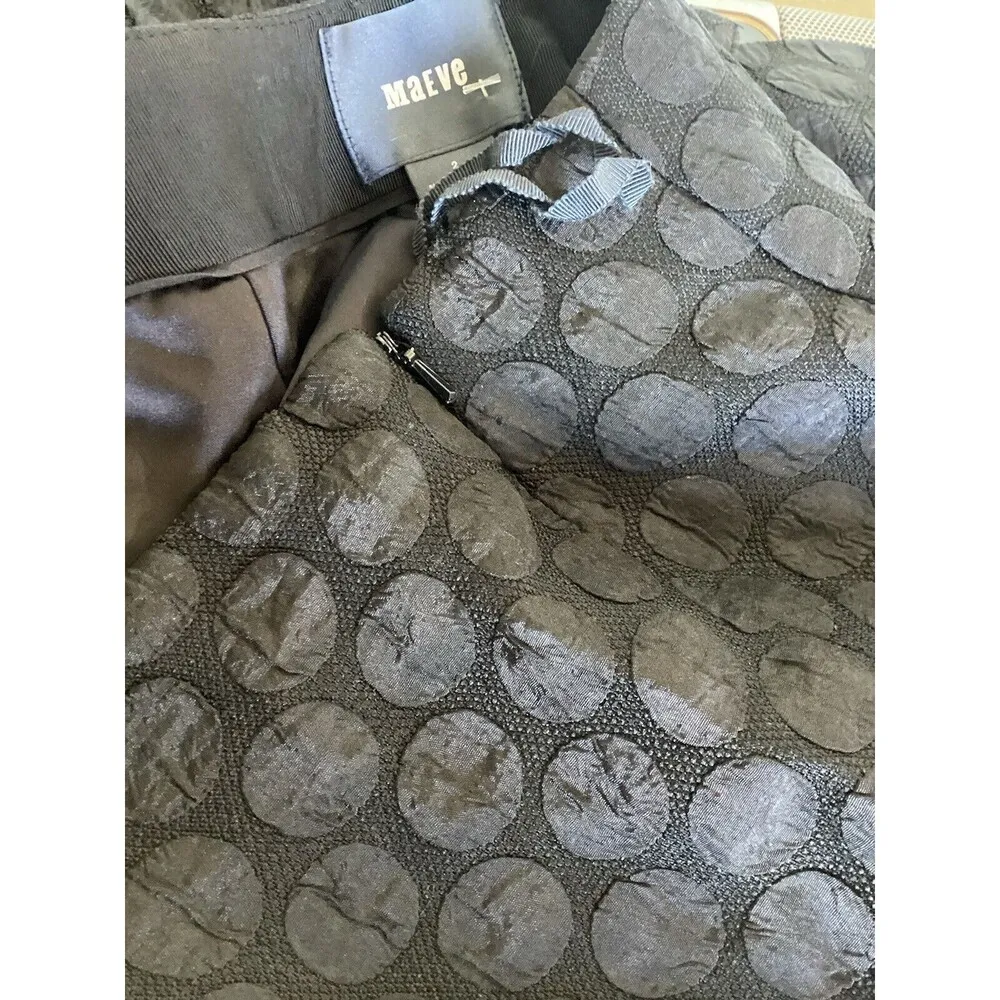 Maeve Black Textured Polka Dot High Waist A-Line Skirt 2 - Image 4