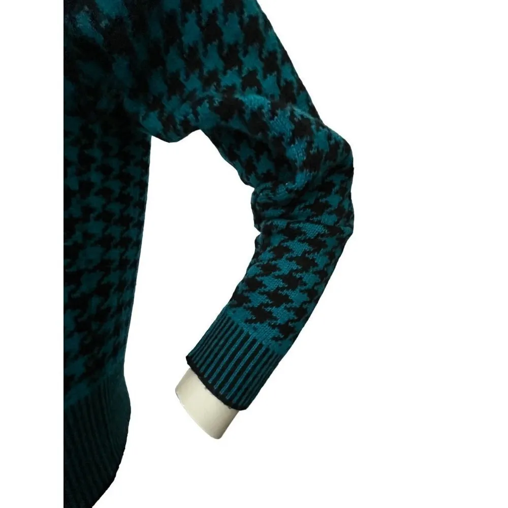 Naturelle George Georgiou Wool Houndstooth Cardigan Sweater Green black XS - Image 7