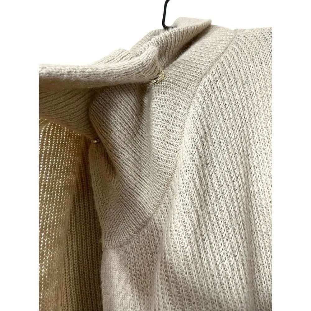 Abercrombie & Fitch Tan Shawl Neck Waterfall Front Sweater Cardigan Size M - Image 5