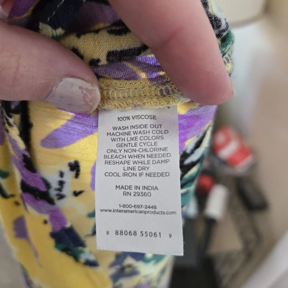 Ellie Whittaker Yellow Purple Floral Cami Tank Top Womens Size Small Adjustable - Image 3