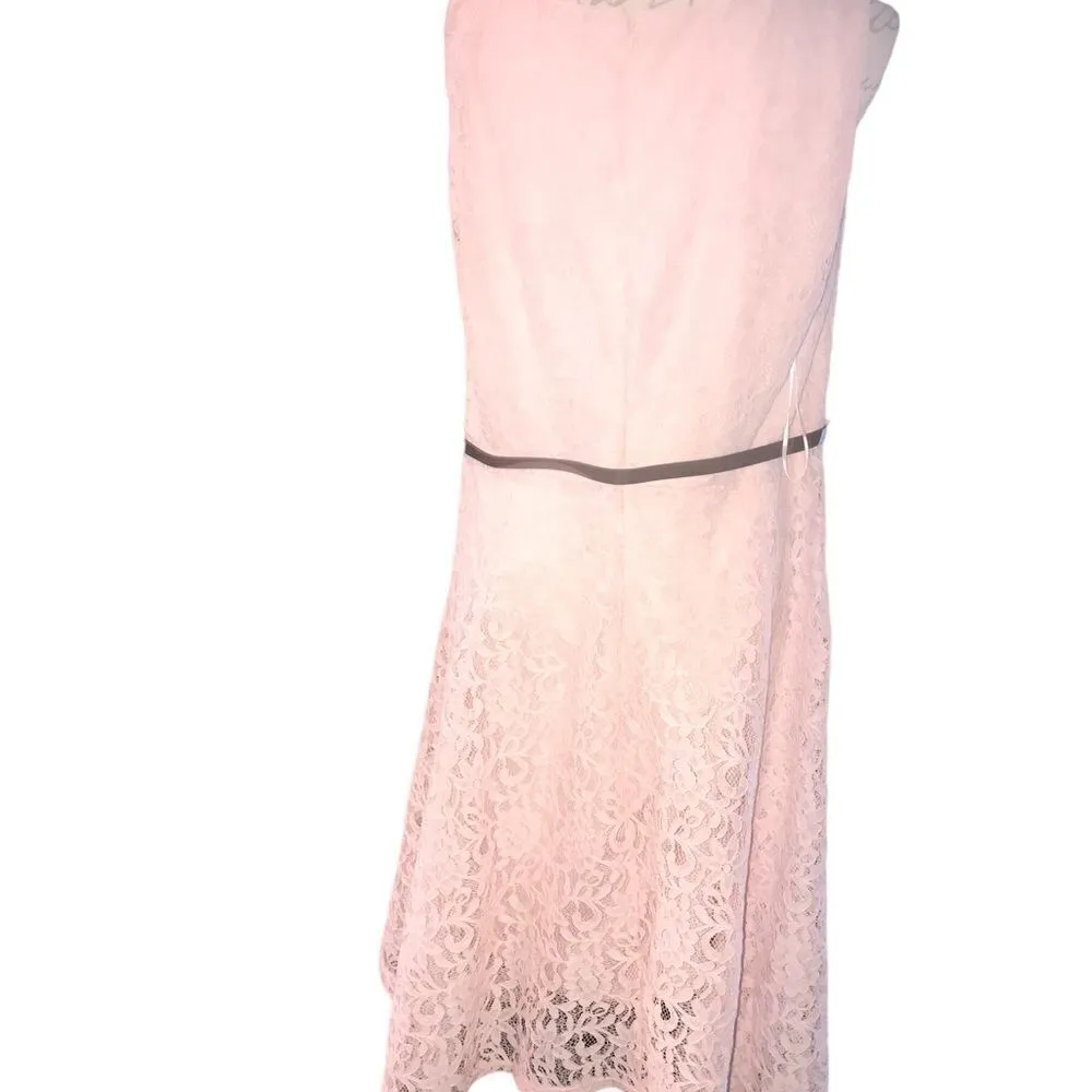 Ellie Size XL Pink Lace Dress with Black Belt - Image 7